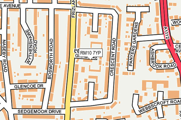 RM10 7YP map - OS OpenMap – Local (Ordnance Survey)