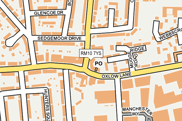 RM10 7YS map - OS OpenMap – Local (Ordnance Survey)