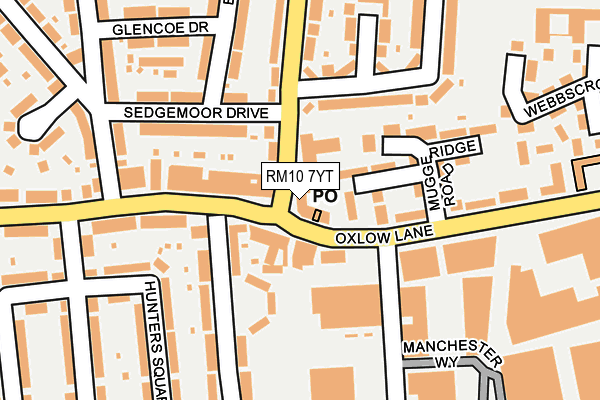 RM10 7YT map - OS OpenMap – Local (Ordnance Survey)