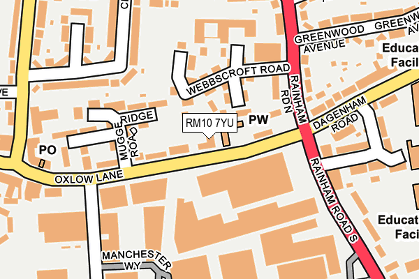 RM10 7YU map - OS OpenMap – Local (Ordnance Survey)