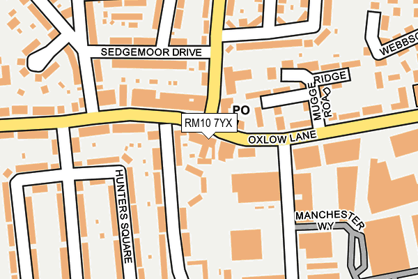 RM10 7YX map - OS OpenMap – Local (Ordnance Survey)
