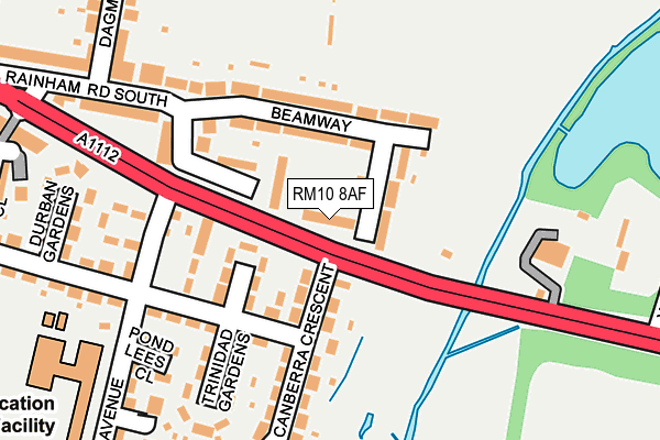 RM10 8AF map - OS OpenMap – Local (Ordnance Survey)