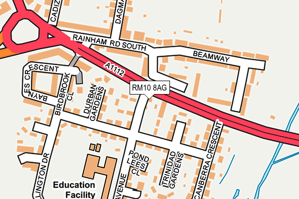 RM10 8AG map - OS OpenMap – Local (Ordnance Survey)