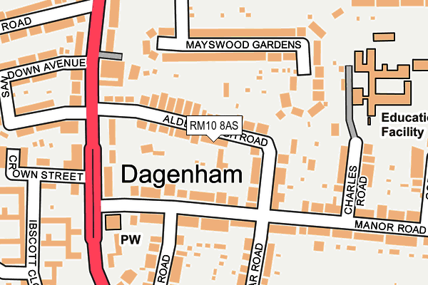 RM10 8AS map - OS OpenMap – Local (Ordnance Survey)