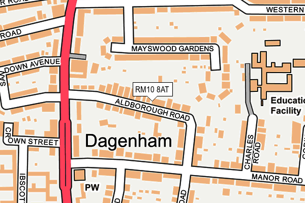 RM10 8AT map - OS OpenMap – Local (Ordnance Survey)