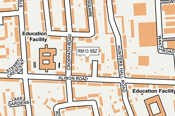 RM10 8BZ map - OS OpenMap – Local (Ordnance Survey)