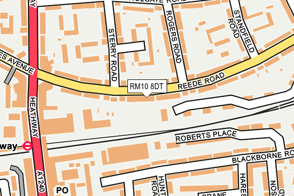 RM10 8DT map - OS OpenMap – Local (Ordnance Survey)