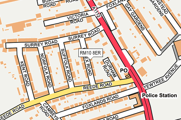 RM10 8ER map - OS OpenMap – Local (Ordnance Survey)