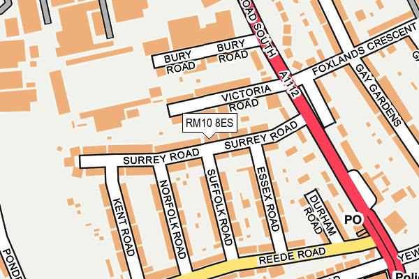 RM10 8ES map - OS OpenMap – Local (Ordnance Survey)