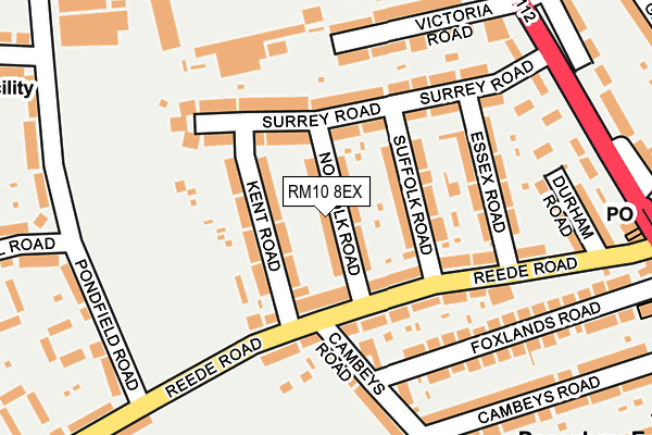 RM10 8EX map - OS OpenMap – Local (Ordnance Survey)