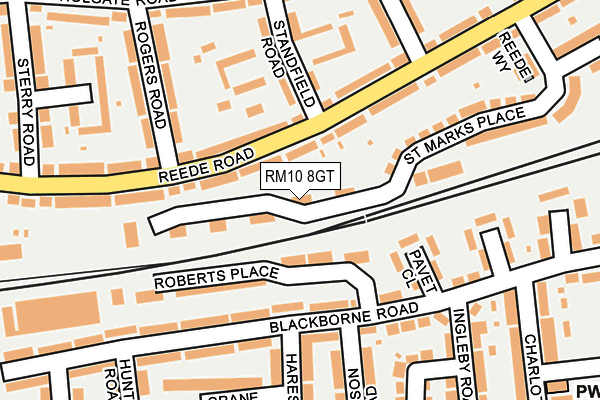 RM10 8GT map - OS OpenMap – Local (Ordnance Survey)