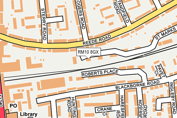 RM10 8GX map - OS OpenMap – Local (Ordnance Survey)
