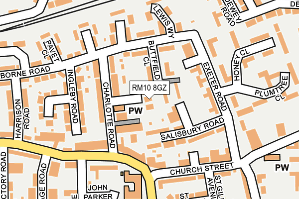 RM10 8GZ map - OS OpenMap – Local (Ordnance Survey)