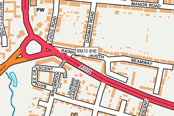 RM10 8HE map - OS OpenMap – Local (Ordnance Survey)