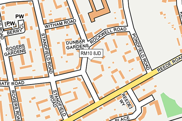 RM10 8JD map - OS OpenMap – Local (Ordnance Survey)