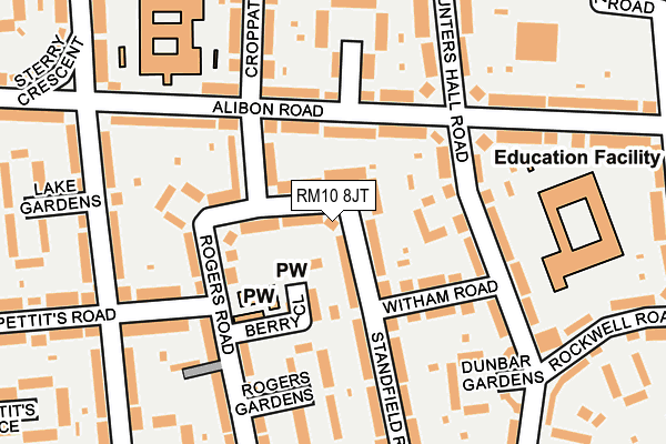RM10 8JT map - OS OpenMap – Local (Ordnance Survey)