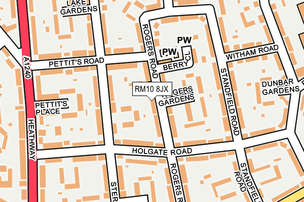 RM10 8JX map - OS OpenMap – Local (Ordnance Survey)