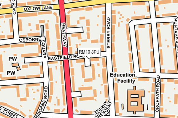 RM10 8PU map - OS OpenMap – Local (Ordnance Survey)