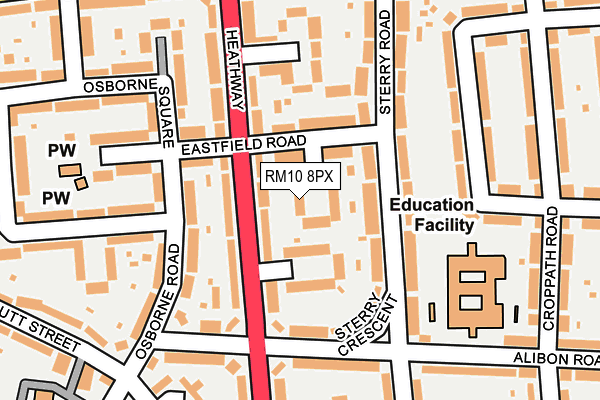 RM10 8PX map - OS OpenMap – Local (Ordnance Survey)