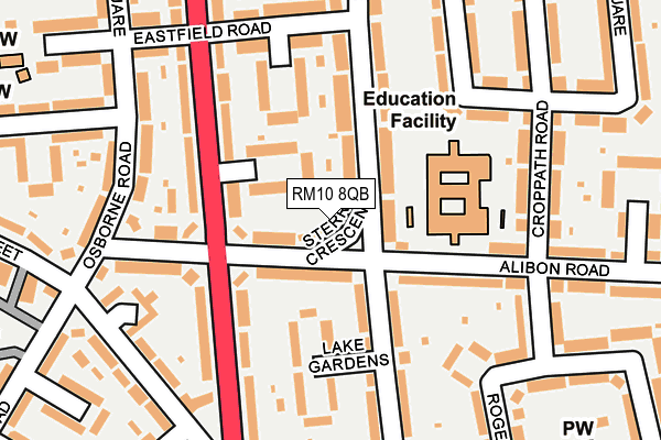 RM10 8QB map - OS OpenMap – Local (Ordnance Survey)