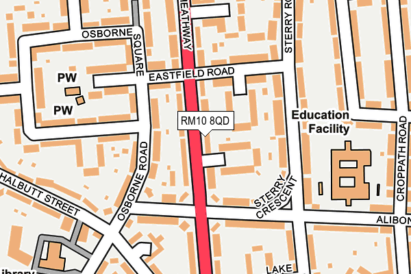 RM10 8QD map - OS OpenMap – Local (Ordnance Survey)