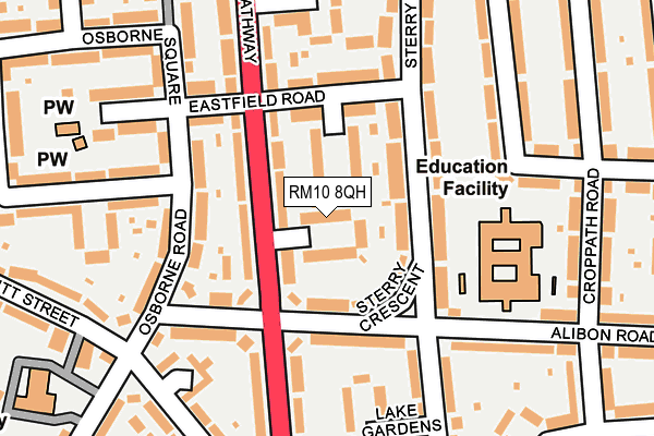 RM10 8QH map - OS OpenMap – Local (Ordnance Survey)