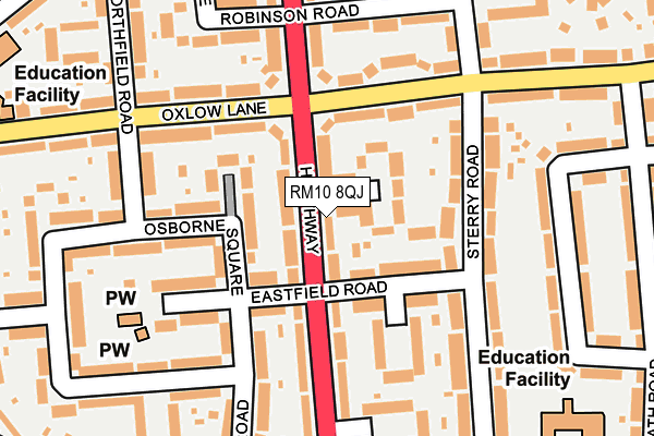 RM10 8QJ map - OS OpenMap – Local (Ordnance Survey)