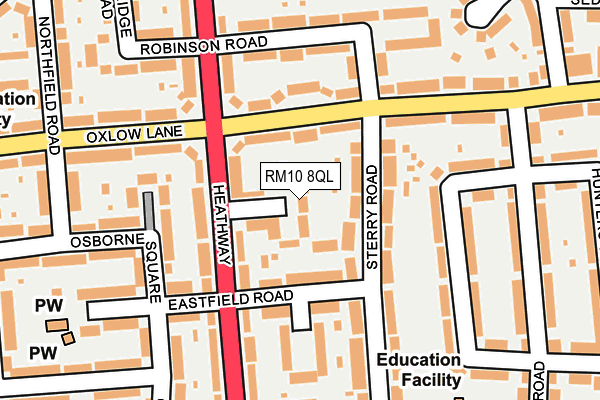 RM10 8QL map - OS OpenMap – Local (Ordnance Survey)