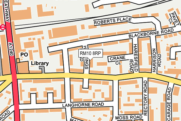 RM10 8RP map - OS OpenMap – Local (Ordnance Survey)