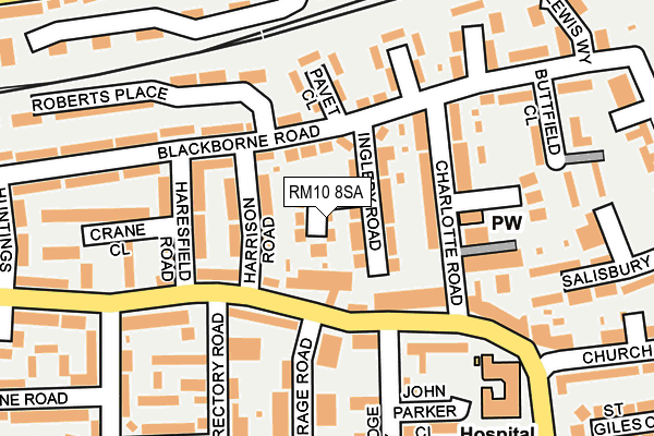 RM10 8SA map - OS OpenMap – Local (Ordnance Survey)