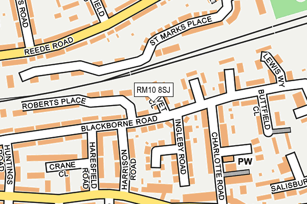 RM10 8SJ map - OS OpenMap – Local (Ordnance Survey)
