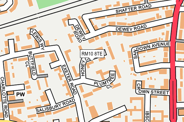 RM10 8TE map - OS OpenMap – Local (Ordnance Survey)