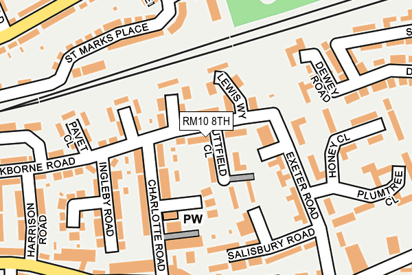 RM10 8TH map - OS OpenMap – Local (Ordnance Survey)