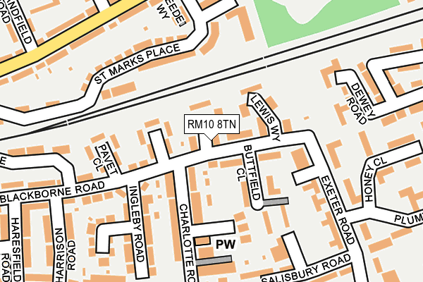RM10 8TN map - OS OpenMap – Local (Ordnance Survey)