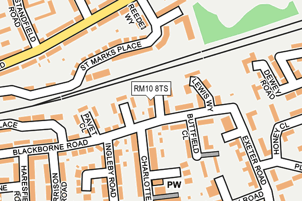 RM10 8TS map - OS OpenMap – Local (Ordnance Survey)