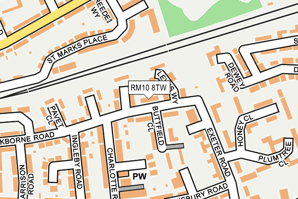 RM10 8TW map - OS OpenMap – Local (Ordnance Survey)