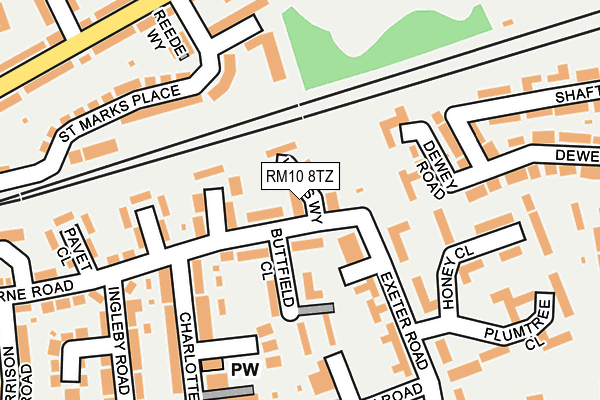 RM10 8TZ map - OS OpenMap – Local (Ordnance Survey)