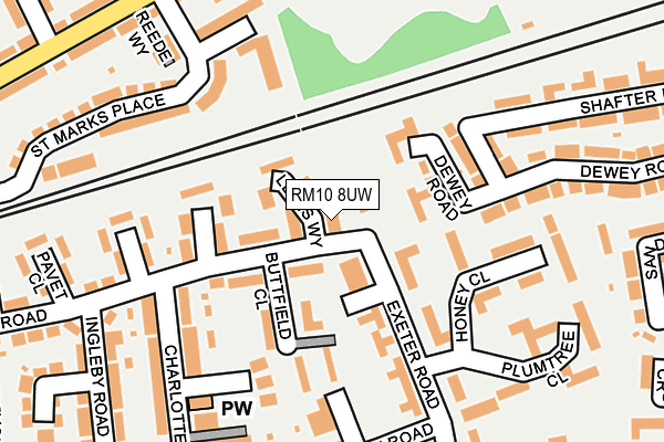 RM10 8UW map - OS OpenMap – Local (Ordnance Survey)