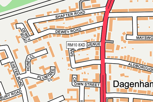 RM10 8XD map - OS OpenMap – Local (Ordnance Survey)