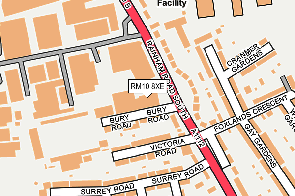 RM10 8XE map - OS OpenMap – Local (Ordnance Survey)