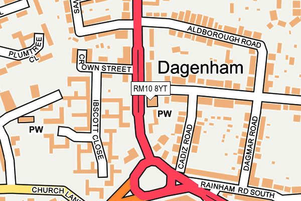 RM10 8YT map - OS OpenMap – Local (Ordnance Survey)