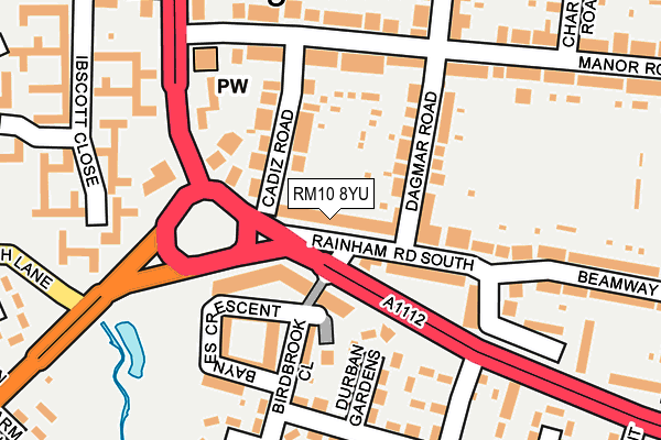 RM10 8YU map - OS OpenMap – Local (Ordnance Survey)