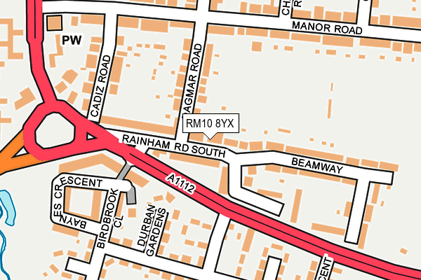 RM10 8YX map - OS OpenMap – Local (Ordnance Survey)