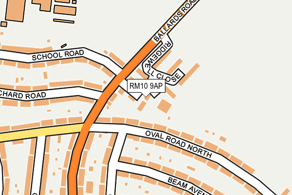 RM10 9AP map - OS OpenMap – Local (Ordnance Survey)