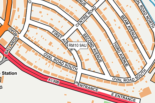 RM10 9AU map - OS OpenMap – Local (Ordnance Survey)