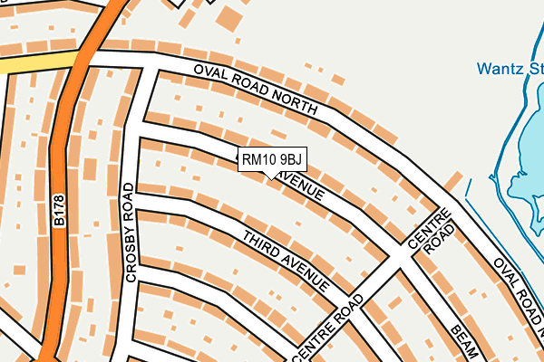 RM10 9BJ map - OS OpenMap – Local (Ordnance Survey)