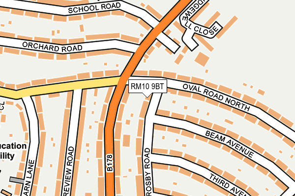 RM10 9BT map - OS OpenMap – Local (Ordnance Survey)