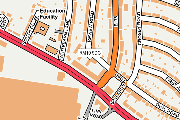 RM10 9DG map - OS OpenMap – Local (Ordnance Survey)