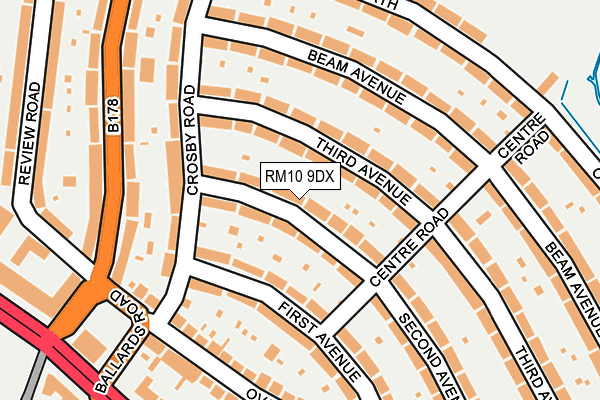 RM10 9DX map - OS OpenMap – Local (Ordnance Survey)