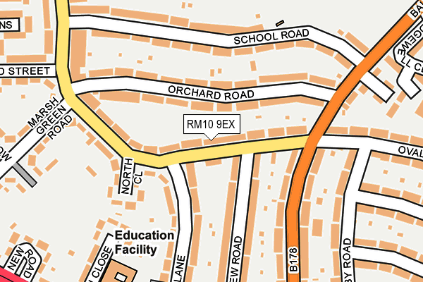 RM10 9EX map - OS OpenMap – Local (Ordnance Survey)